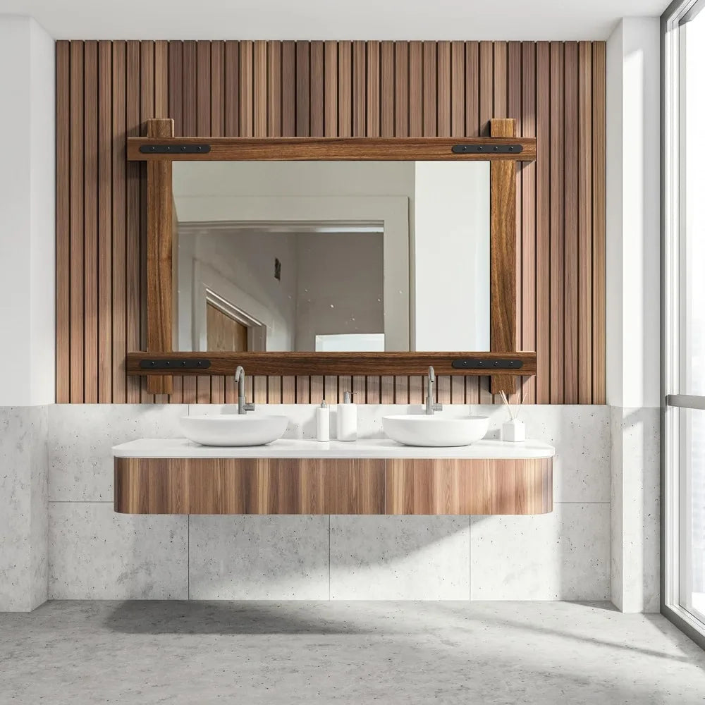 Rustic Farmhouse, Wooden Vanity Mirror for Bathroom