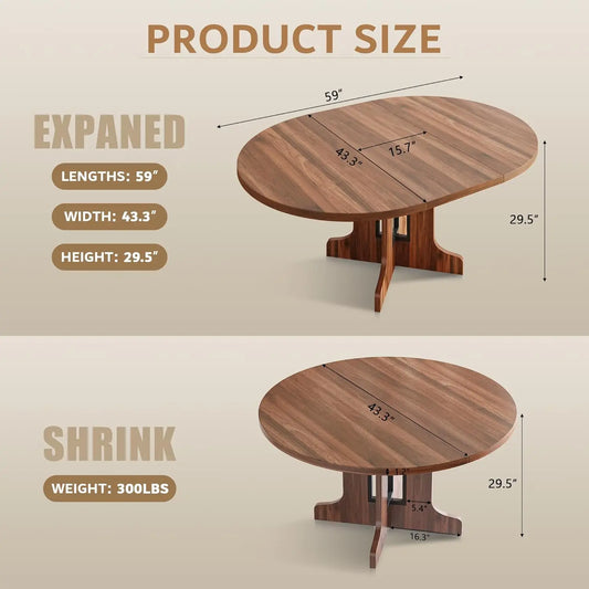 Extendable Wooden Dining Table seats 4-6