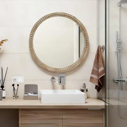 27.5" Wooden Farmhouse Bathroom Mirror