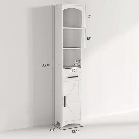 66.9" Tall, Farmhouse Storage Cabinet for Bathroom