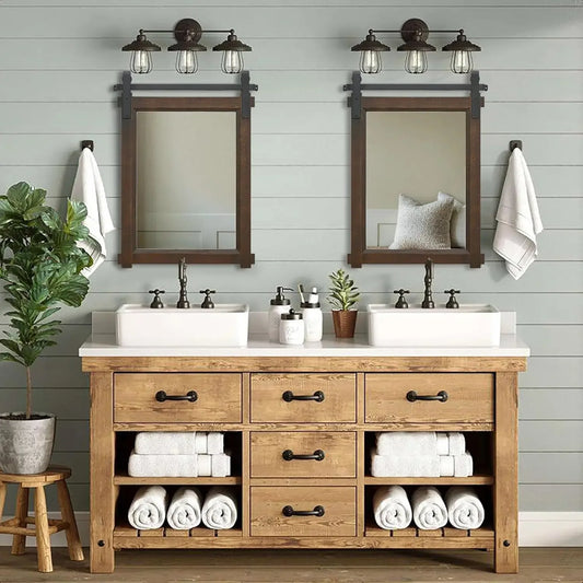 22"x30" Rustic Farmhouse, Barn Door Mirror for Bathroom or Entryway