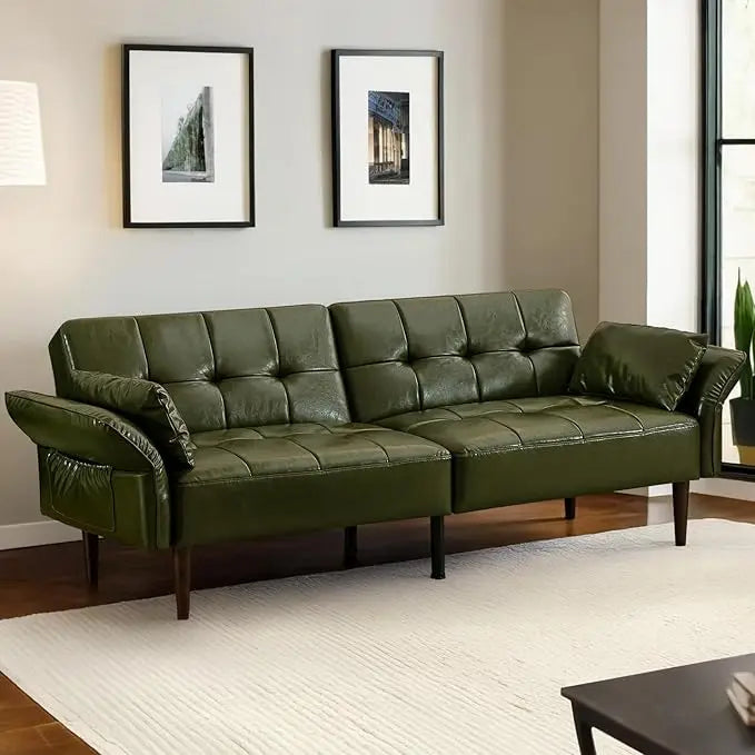 Convertible Sleeper Sofa with Pillows