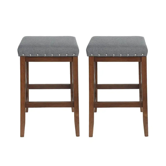 Set of 2 Saddle Bar Stools for Kitchen Island or Bar Counter