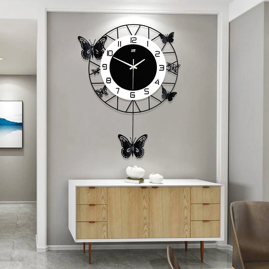 20" Round Metal Butterfly Wall Clock