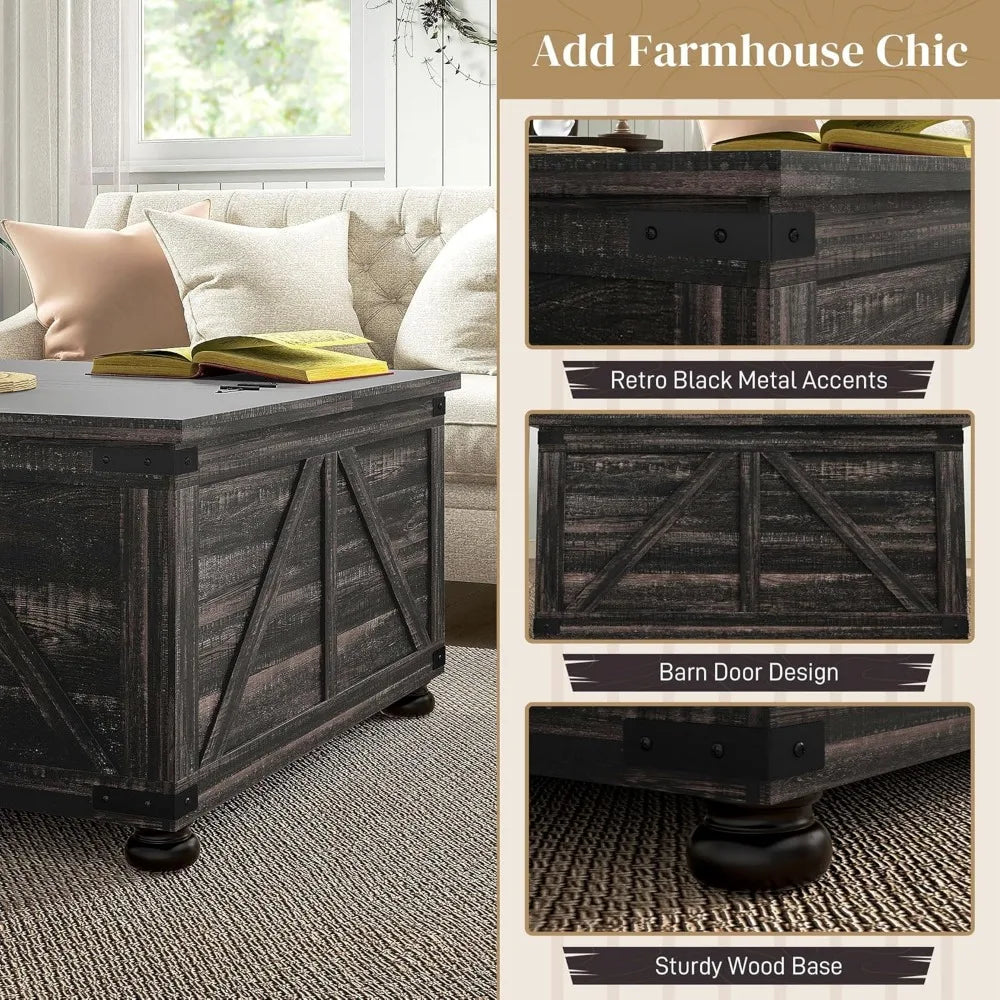 Farmhouse Coffee Table with Hidden Storage