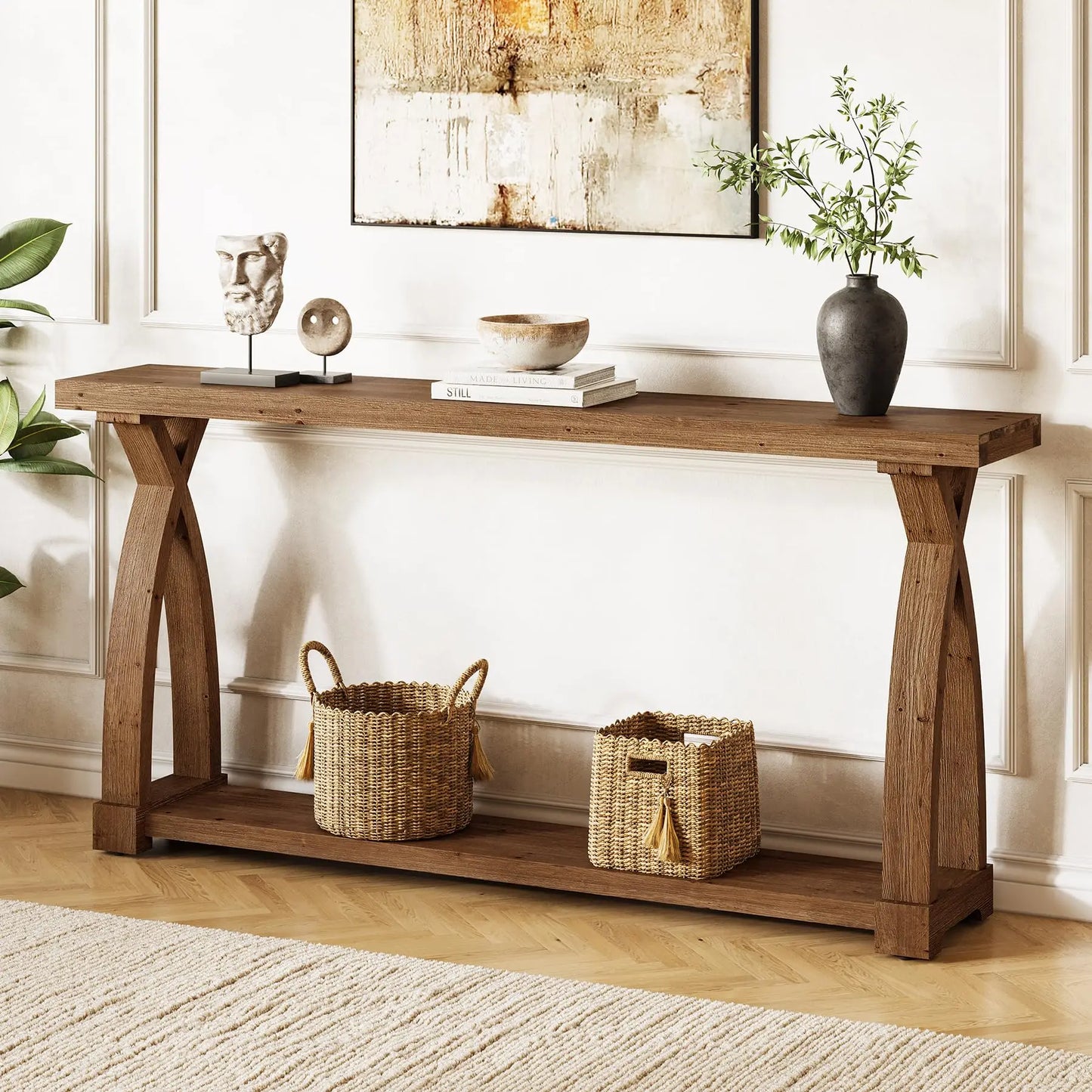 Solid Wood Farmhouse Console Table