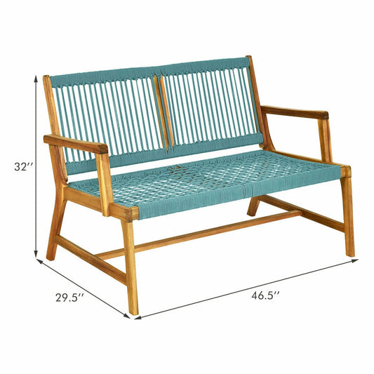 Wooden Rope Bench for Patio or Poolside