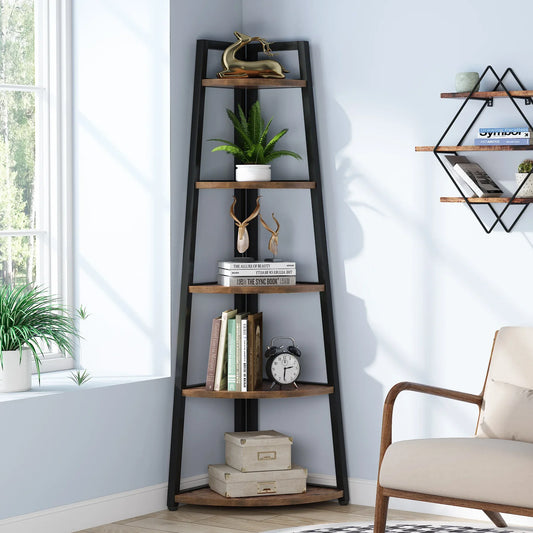 Wooden Corner Bookshelf & Display Shelves
