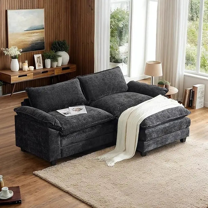 Sectional Loveseat Sofa with Ottoman