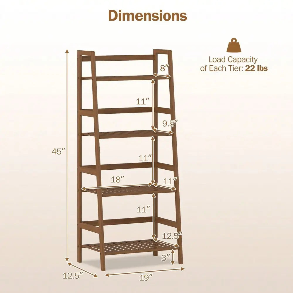 Bamboo Ladder Bookshelf or Plant Display Stand