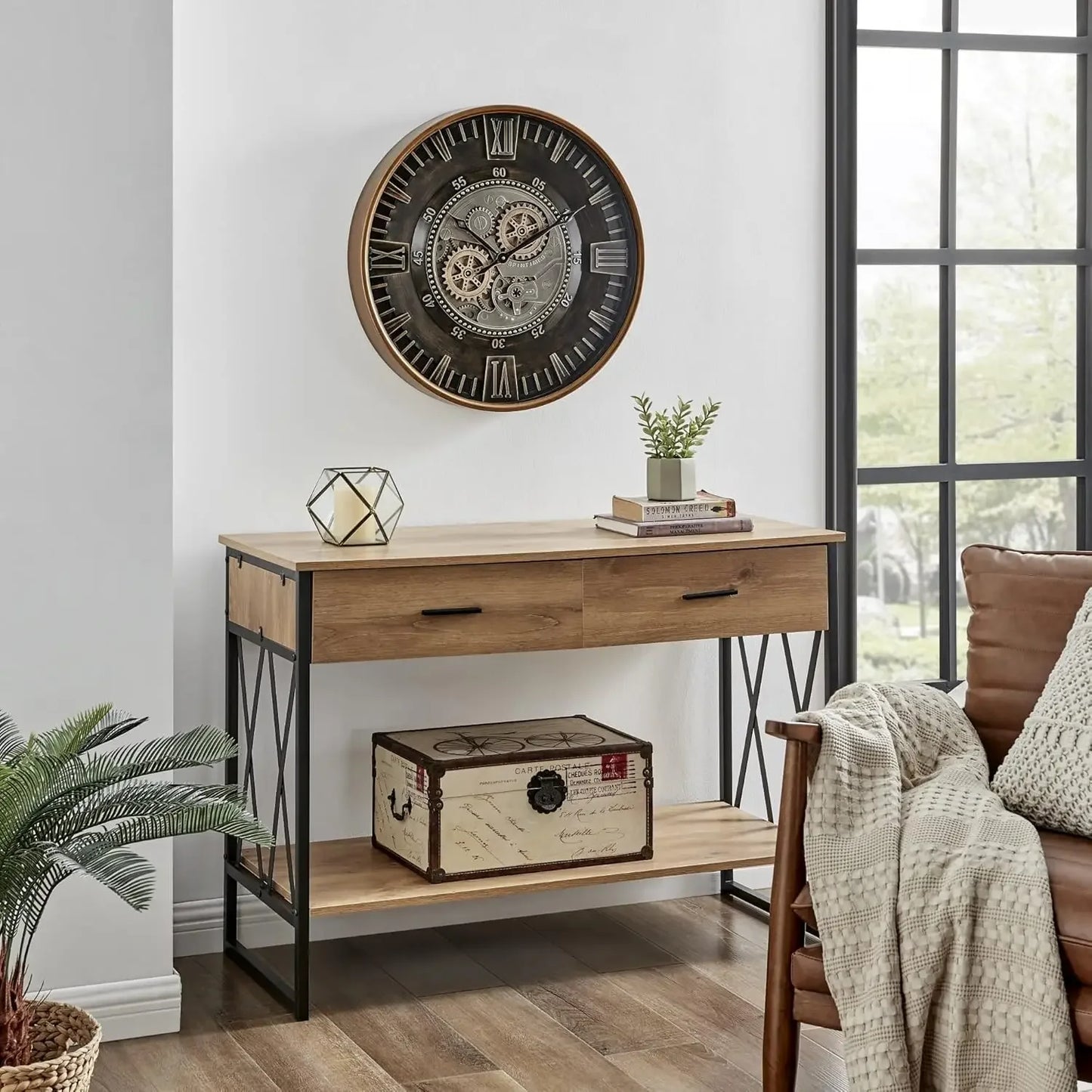 24" Industrial Farmhouse, Gear Wall Clock