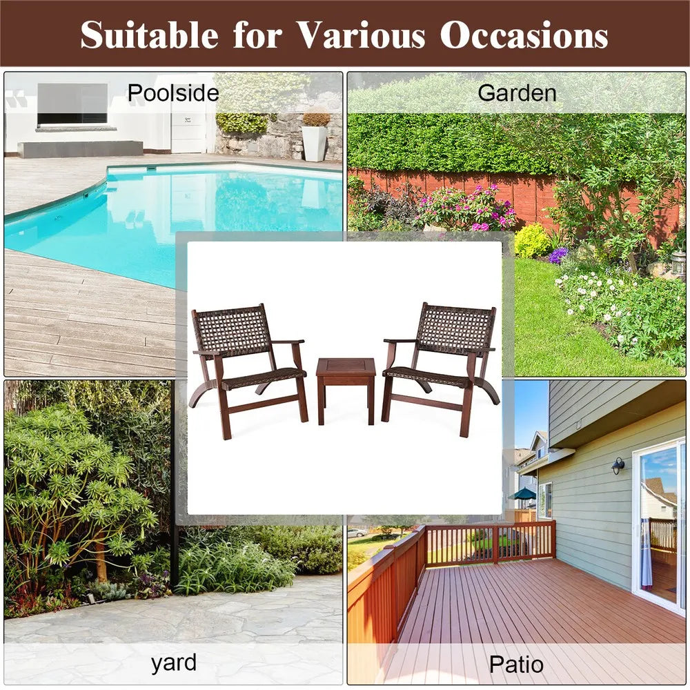 3-Piece Outdoor Patio Furniture Set with Coffee Table
