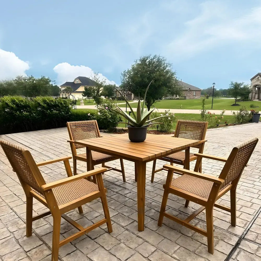 Set of 2 Outdoor Acacia Wood Chairs