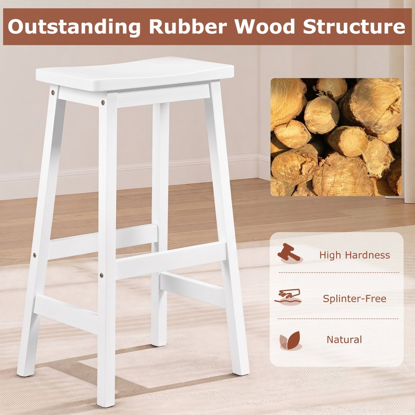 29" Saddle Seat Counter Height Stool Set of 2 with Footrests