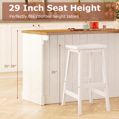 29" Saddle Seat Counter Height Stool Set of 2 with Footrests