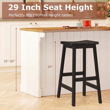 29" Saddle Seat Counter Height Stool Set of 2 with Footrests
