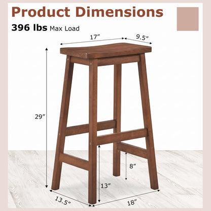 29" Saddle Seat Counter Height Stool Set of 2 with Footrests