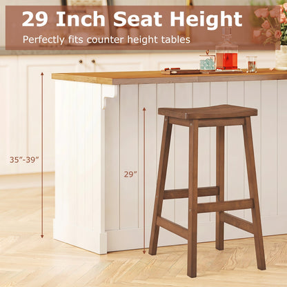 29" Saddle Seat Counter Height Stool Set of 2 with Footrests