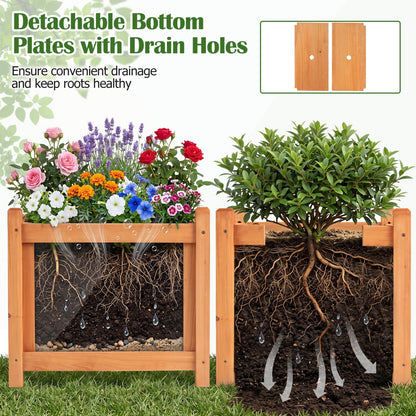 Outdoor Garden Bench with Raised Planter Box - Fir Wood