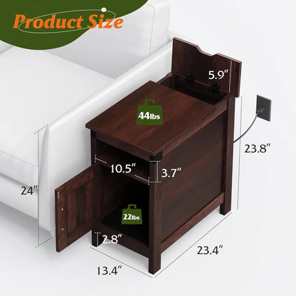 Farmhouse End Table with Charging Station