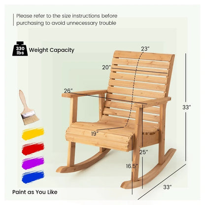 Set of 2 Wooden Rocking Chairs for Garden or Patio