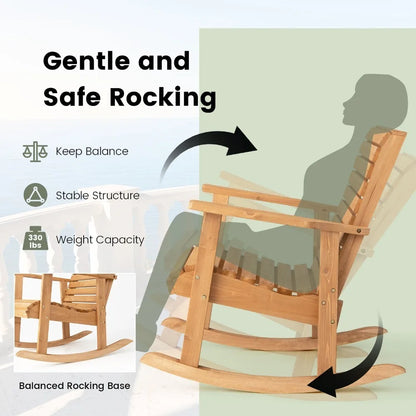 Set of 2 Wooden Rocking Chairs for Garden or Patio