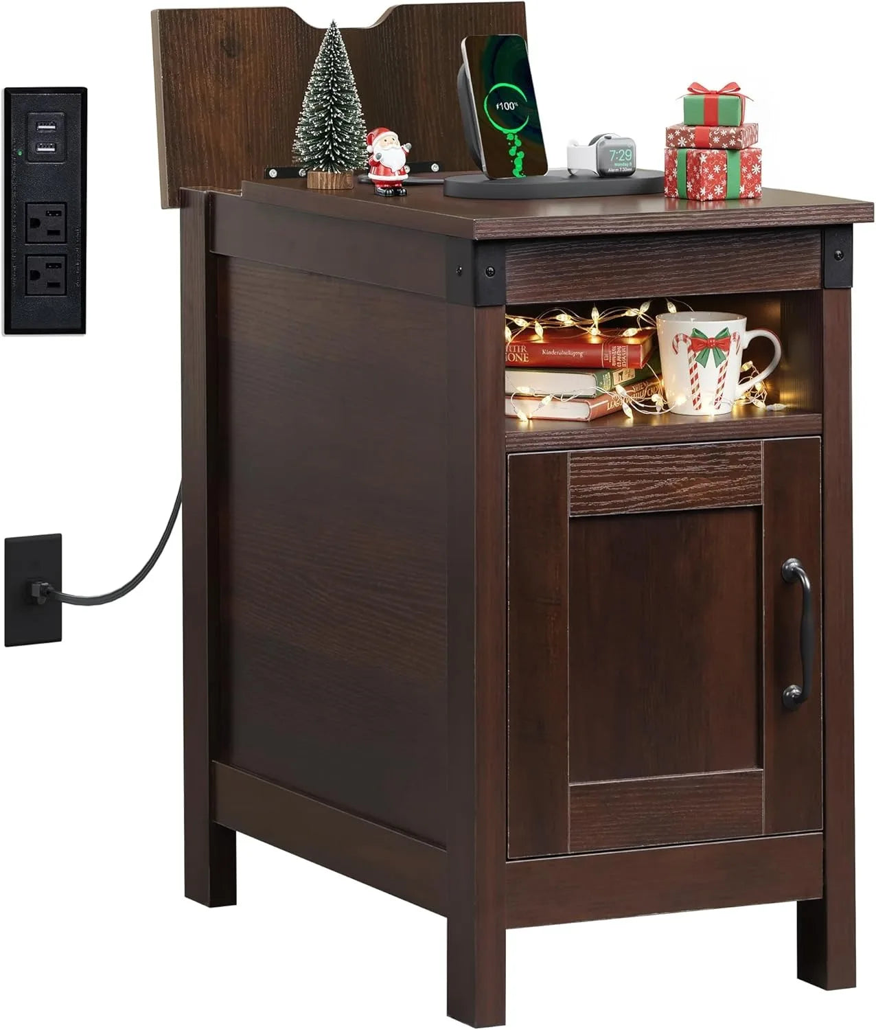 Farmhouse End Table with Charging Station