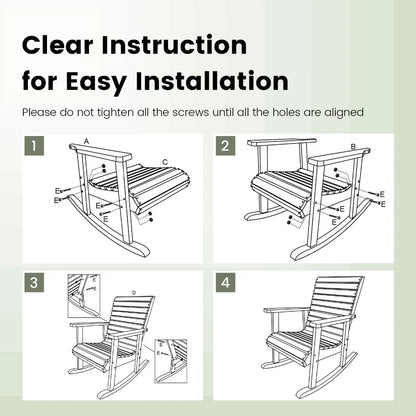 Set of 2 Wooden Rocking Chairs for Garden or Patio