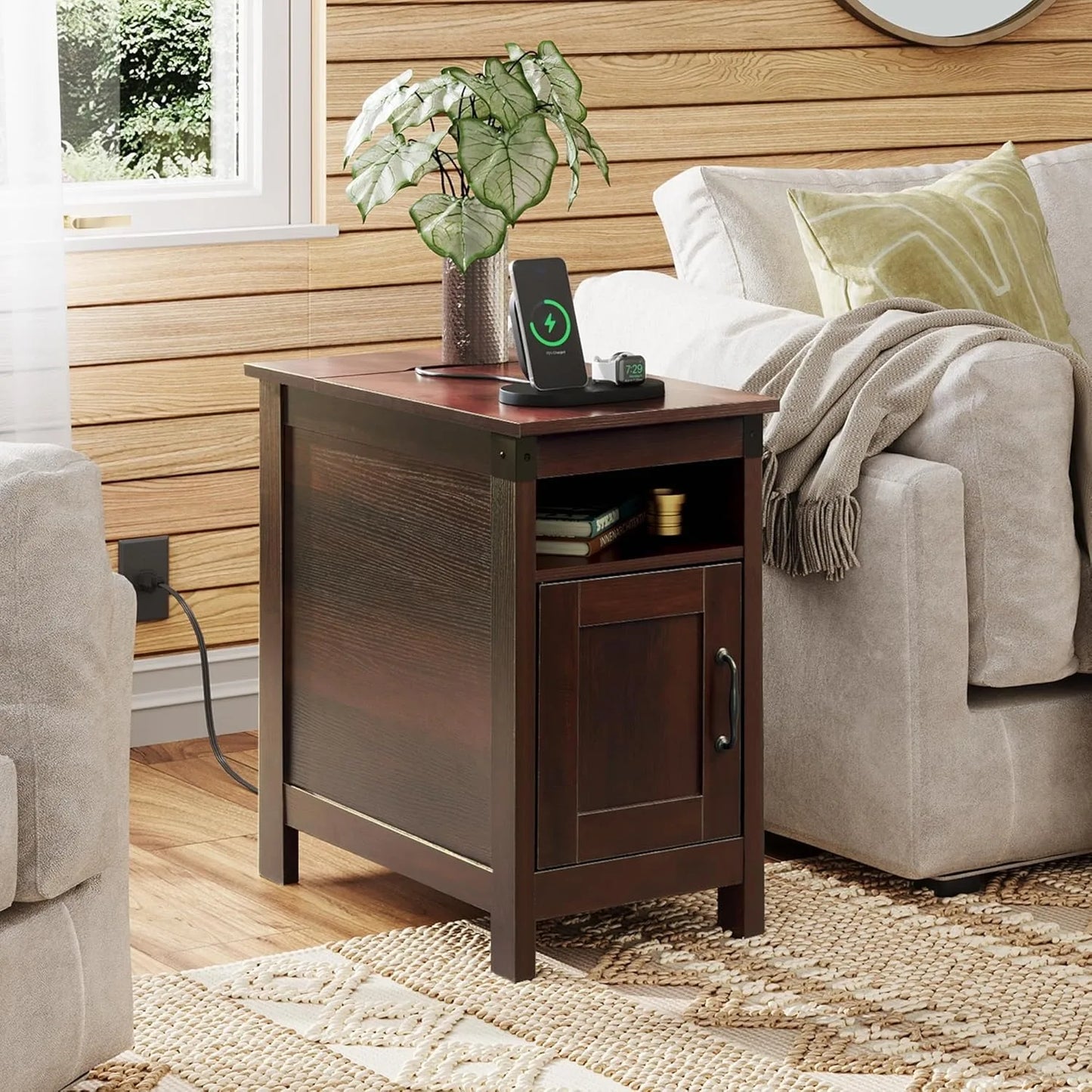 Farmhouse End Table with Charging Station