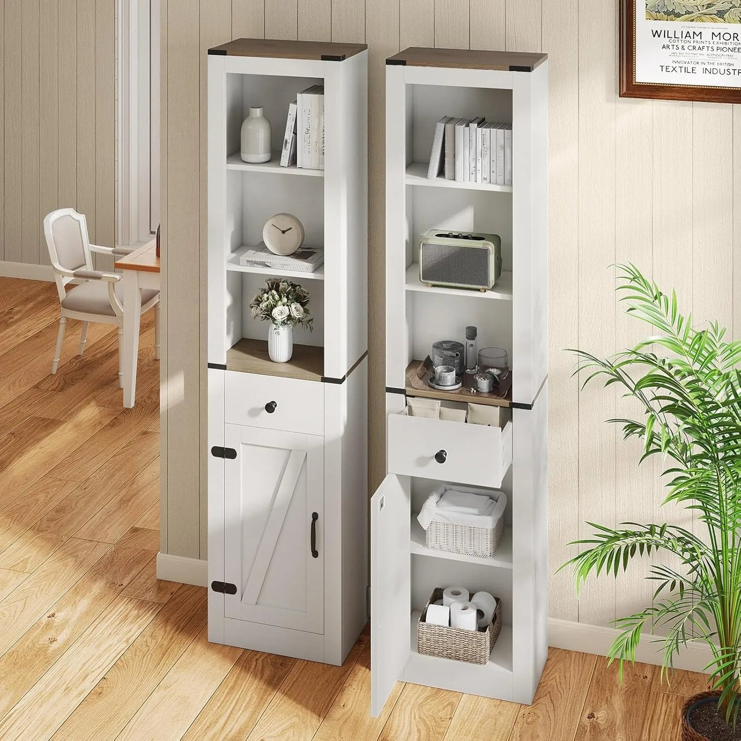 68” Tall Bathroom Cabinet with Barn Door