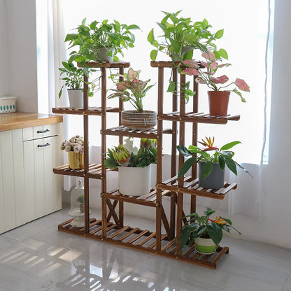Wooden Plant Stand Holds 16 Plants for Indoor, Outdoor