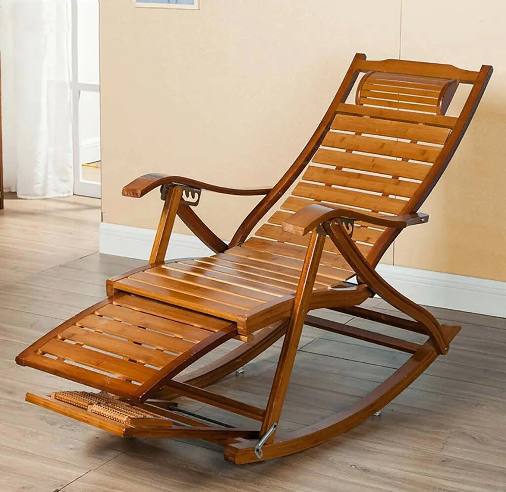 Bamboo Rocking Chair for Living Room or Backyard Patio