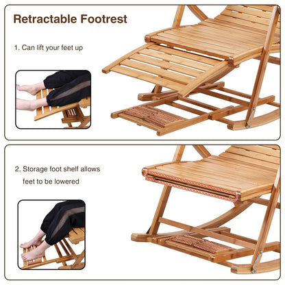 Bamboo Rocking Chair for Living Room or Backyard Patio