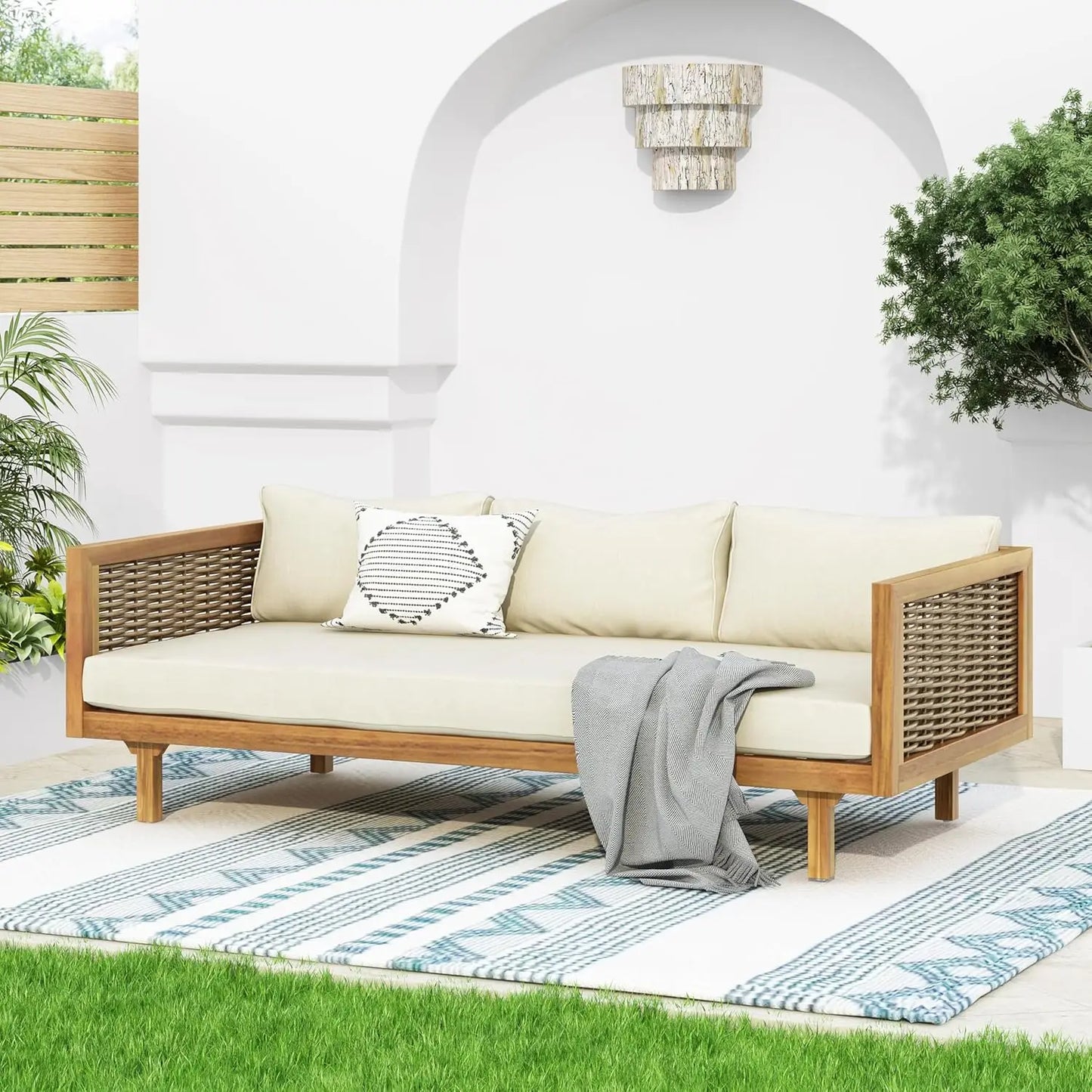 Outdoor Sofa or Daybed Made From Acacia Wood