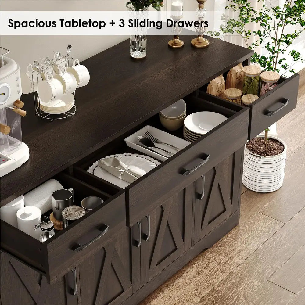 Farmhouse Sideboard Buffet Cabinet or Coffee Bar