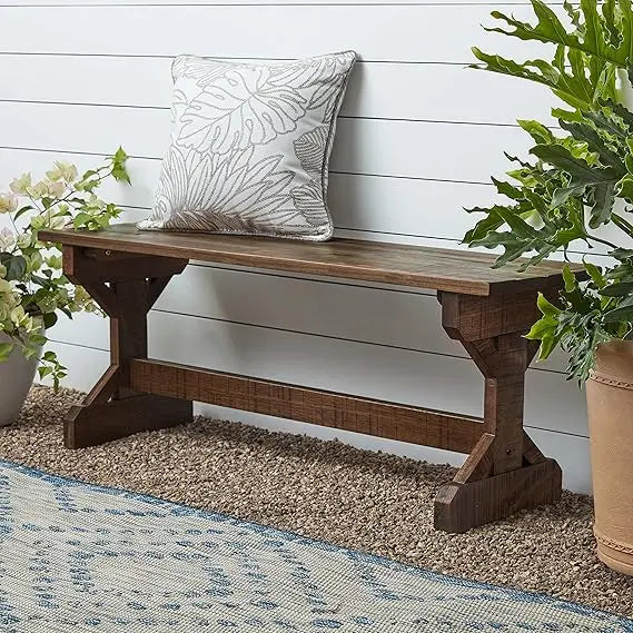 Wooden Farmhouse Bench for Indoor, Outdoor