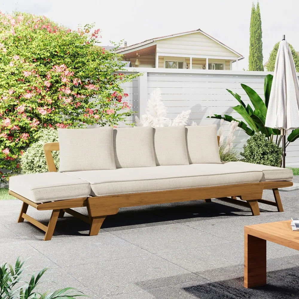 Outdoor Patio 3-Seat Sofa with Removable Cushions