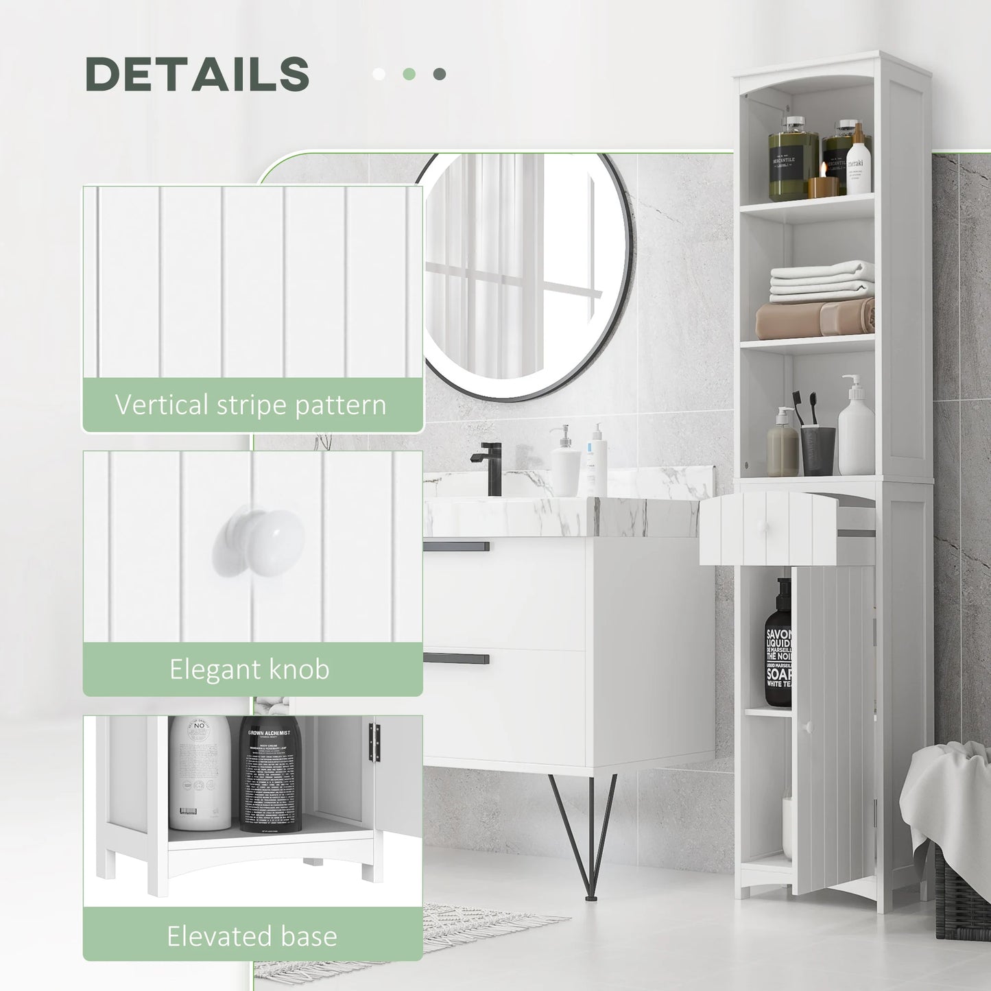 67" Tall Storage Cabinet for Bathroom