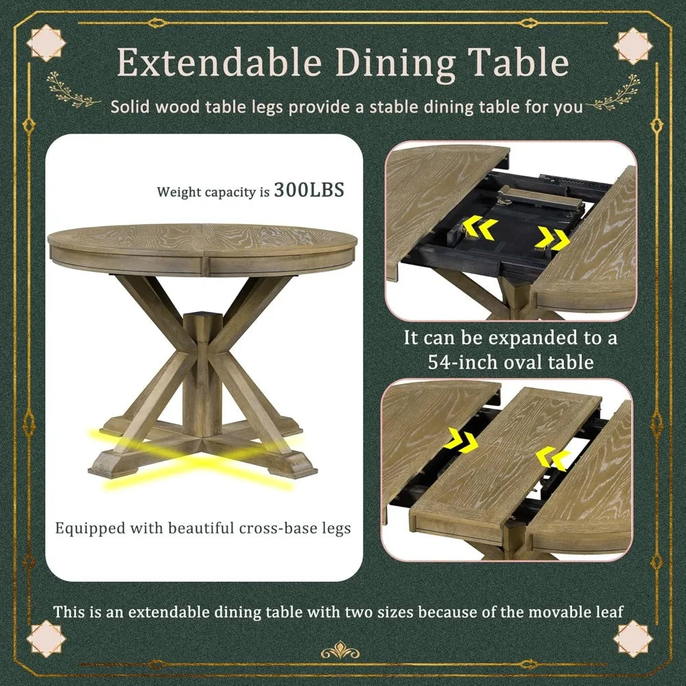Extendable Farmhouse Dining Table seats 6