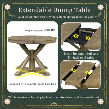 Extendable Farmhouse Dining Table seats 6