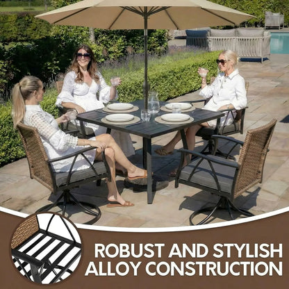 5-Piece, Outdoor Patio Dining Set with Cushions