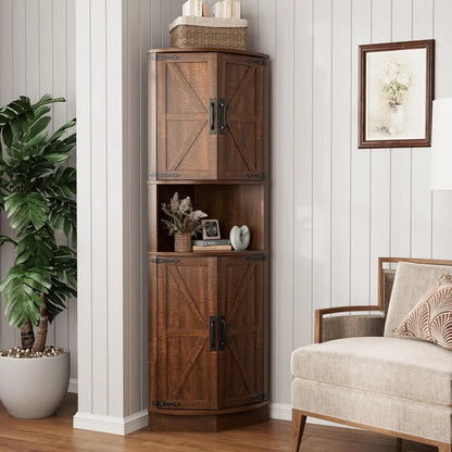 64.8" Tall Farmhouse Corner Storage Cabinet