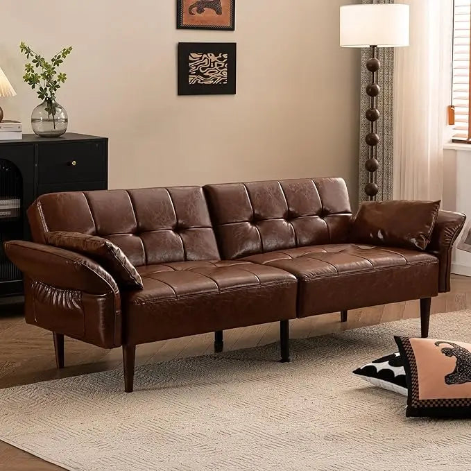 Convertible Sleeper Sofa with Pillows