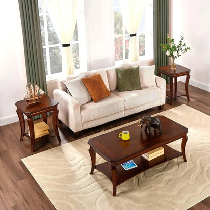 Solid Wood Coffee Table with Storage Shelf