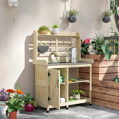 Outdoor Wooden Potting Bench Table