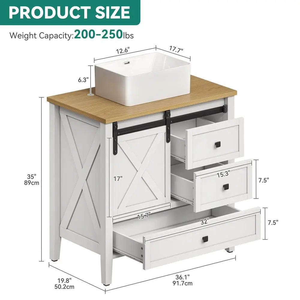 Farmhouse Bathroom Vanity with Sink & Sliding Door