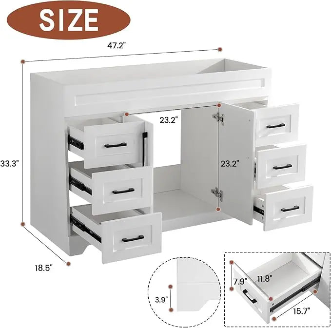 Bathroom Vanity with White Stone Countertop & Sink