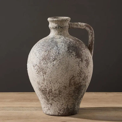 Rustic Terracotta Vase with Handle