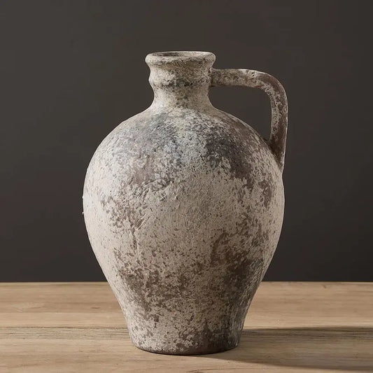 Rustic Terracotta Vase with Handle