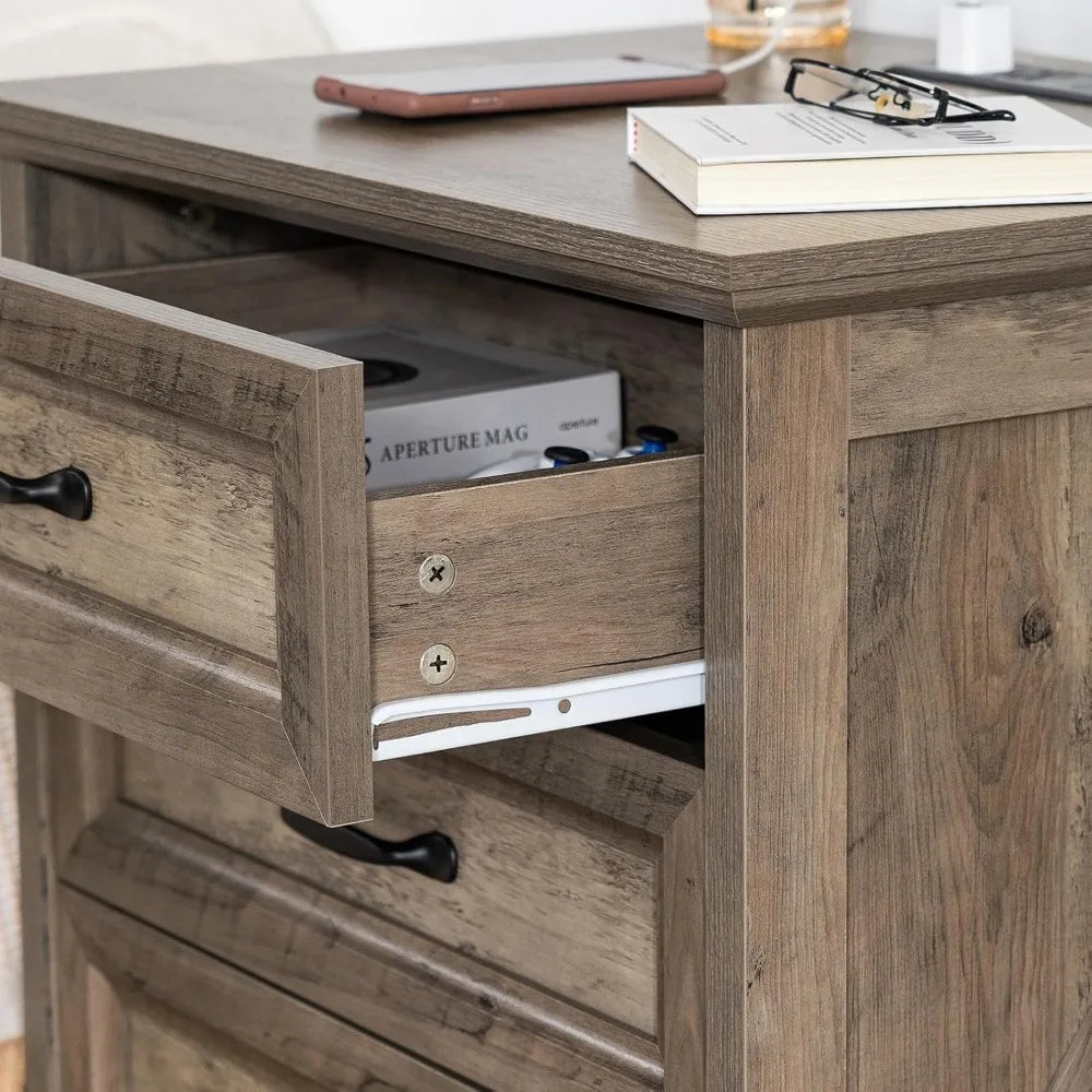 Farmhouse Nightstand with Charging Station